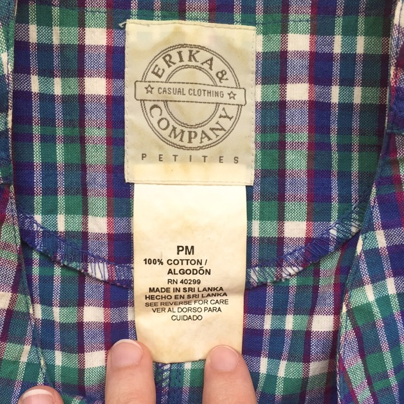 Erika & Company Vintage Plaid Cotton Button-up - Picture 4 of 10